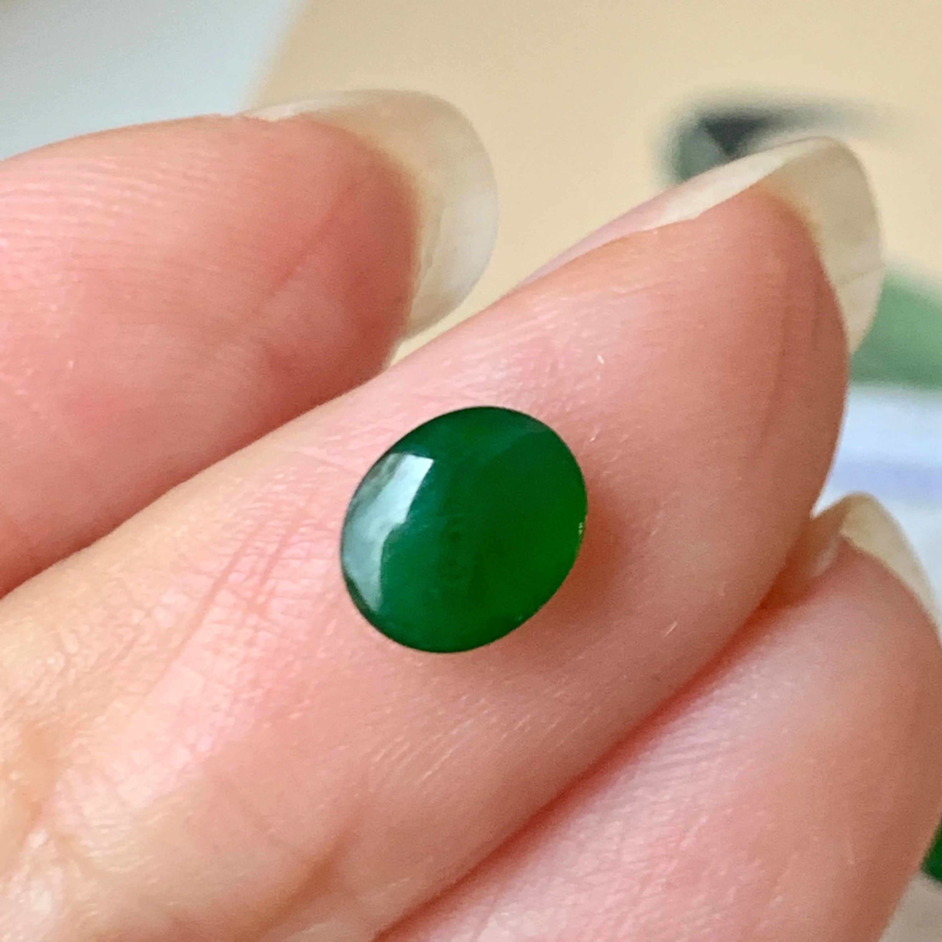 0.45cts and 0.90cts A-Grade Natural Imperial Green Jadeite Oval Cabochon Pair No.130361