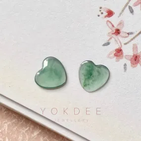 0.85 cts A-Grade Natural Bluish Green Jadeite Heart Shape Pair No.180638