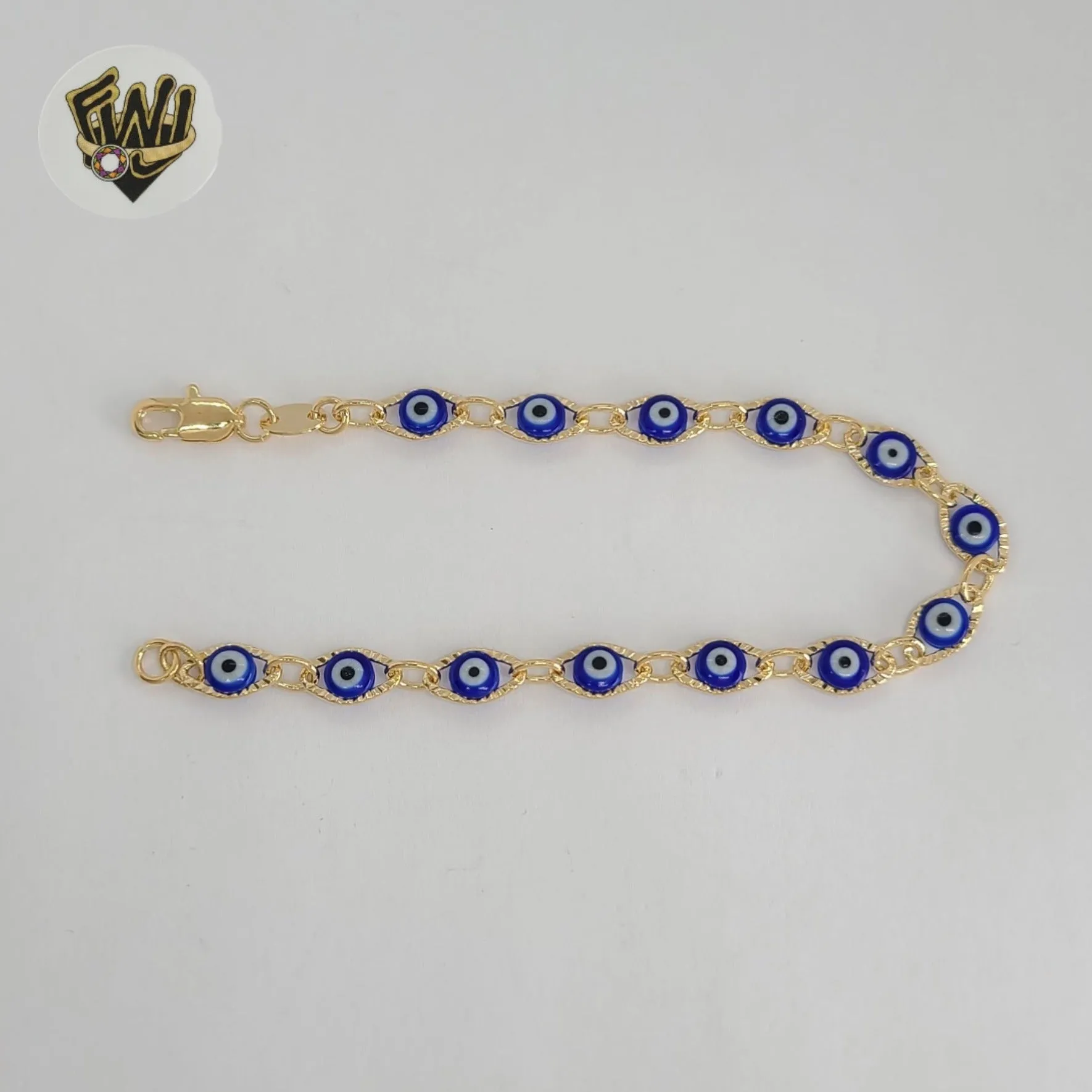 (1-0671) Gold Laminate - 6mm Evil Eye Bracelet - 7.5 - BGF