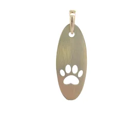 10K Brushed Gold Paw Print Pendant