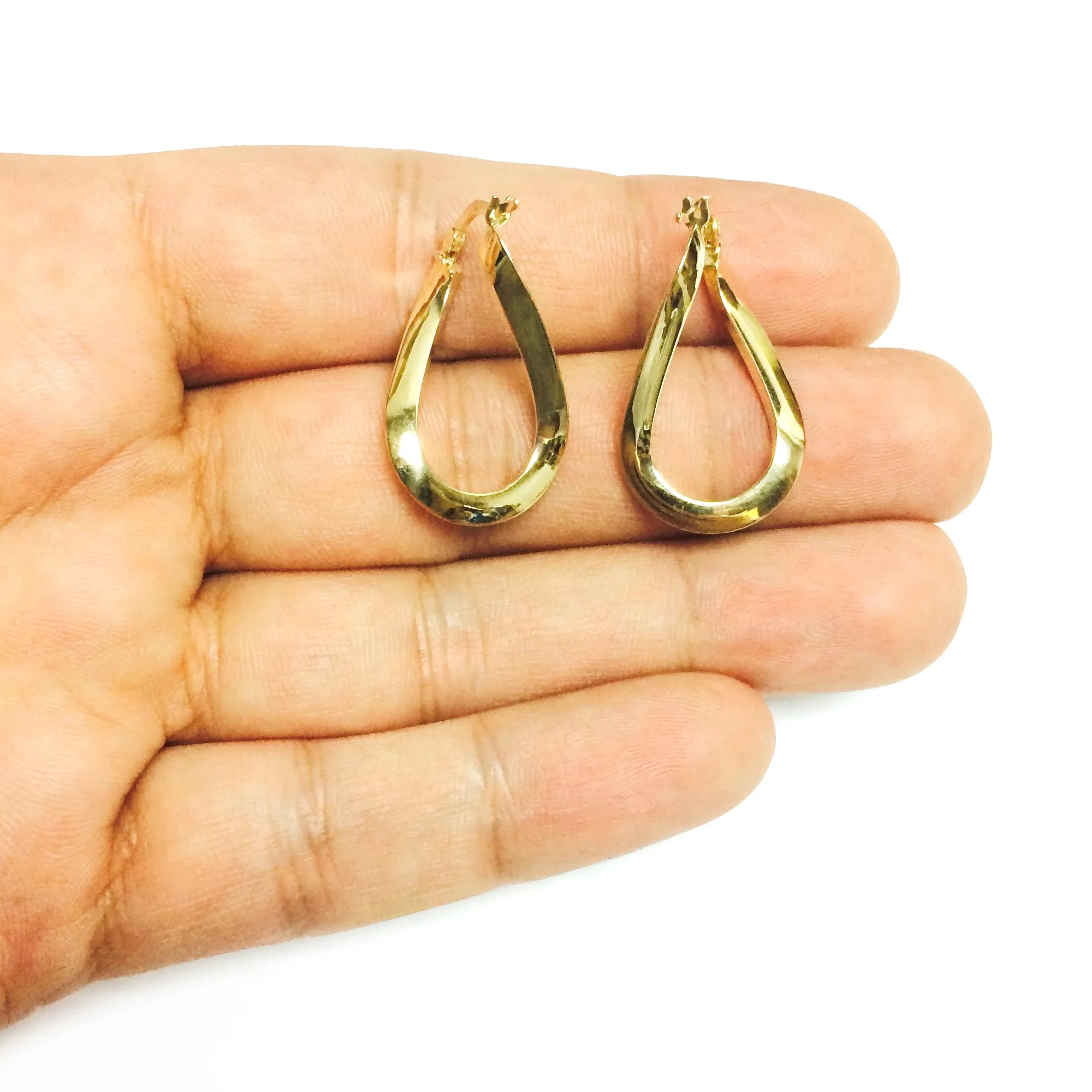 10k Gold Shiny Wavy Hoop Earrings