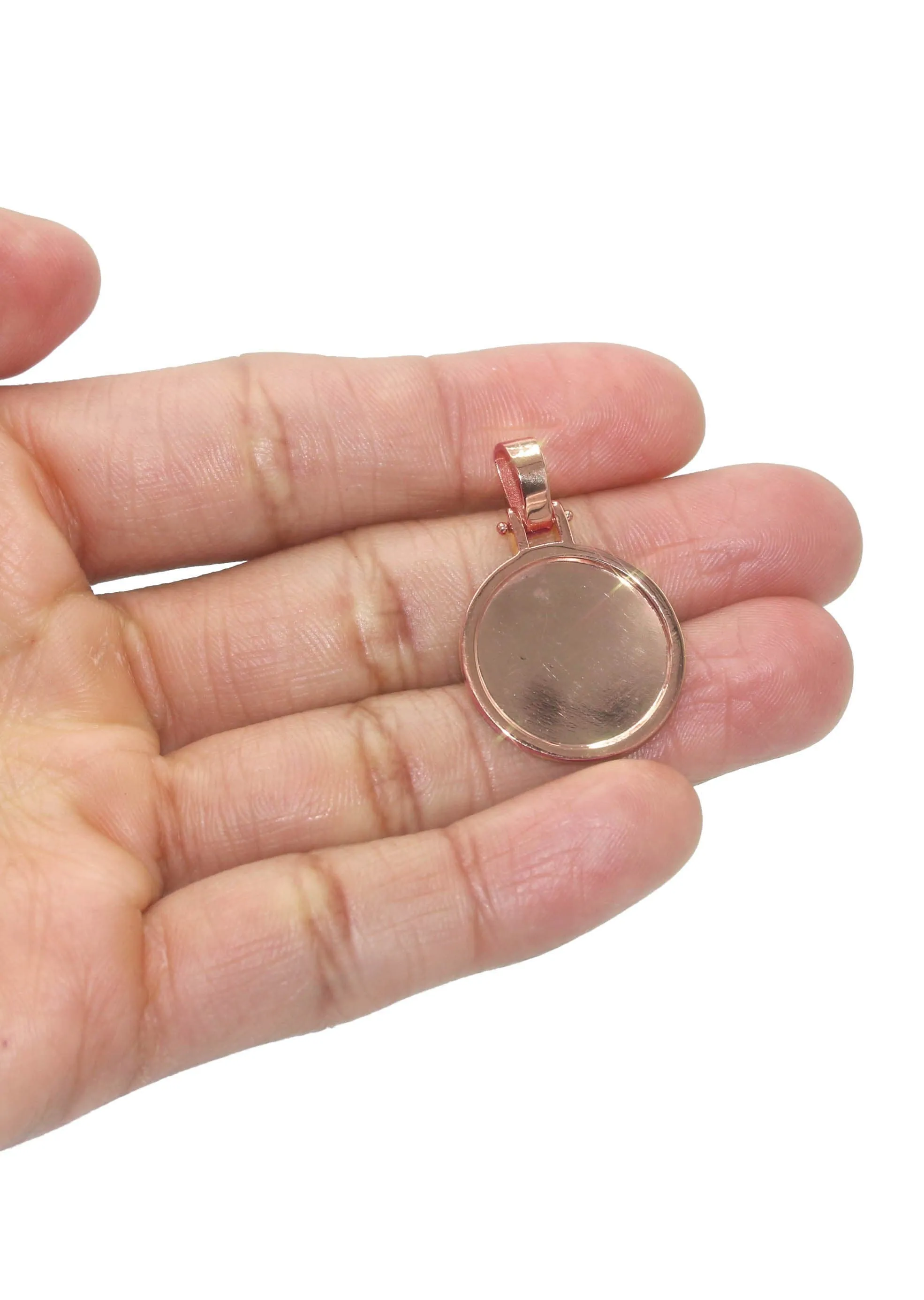 10K/14K Rose Gold Small Round Picture Pendant Necklace