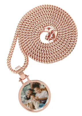 10K/14K Rose Gold Small Round Picture Pendant Necklace