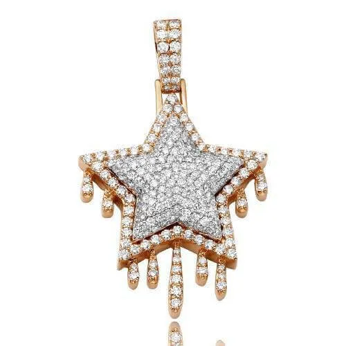 10KR 3.85CTW DIAMOND DRIPPING STAR PENDANT