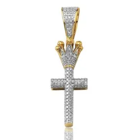 10KY 0.20CTW DIAMOND CROSS WITH CROWN PENDANT