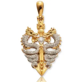 10KY 0.65CTW DIAMOND DOUBLE DRAGON PENDANT