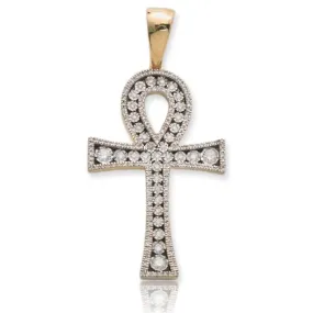 10KY 0.65CTW ILLUSION SET DIAMOND CROSS PENDANT