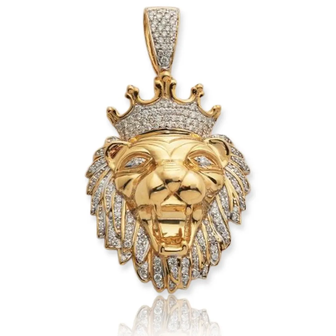 10KY 0.85CTW DIAMOND LION HEAD PENDANT