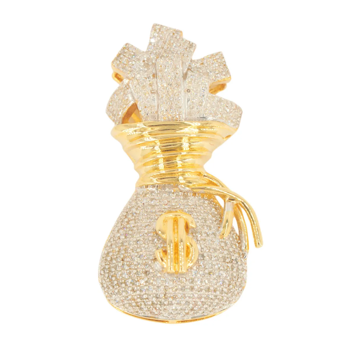 10KY 1.00CTW DIAMOND MONEY BAG PENDANT