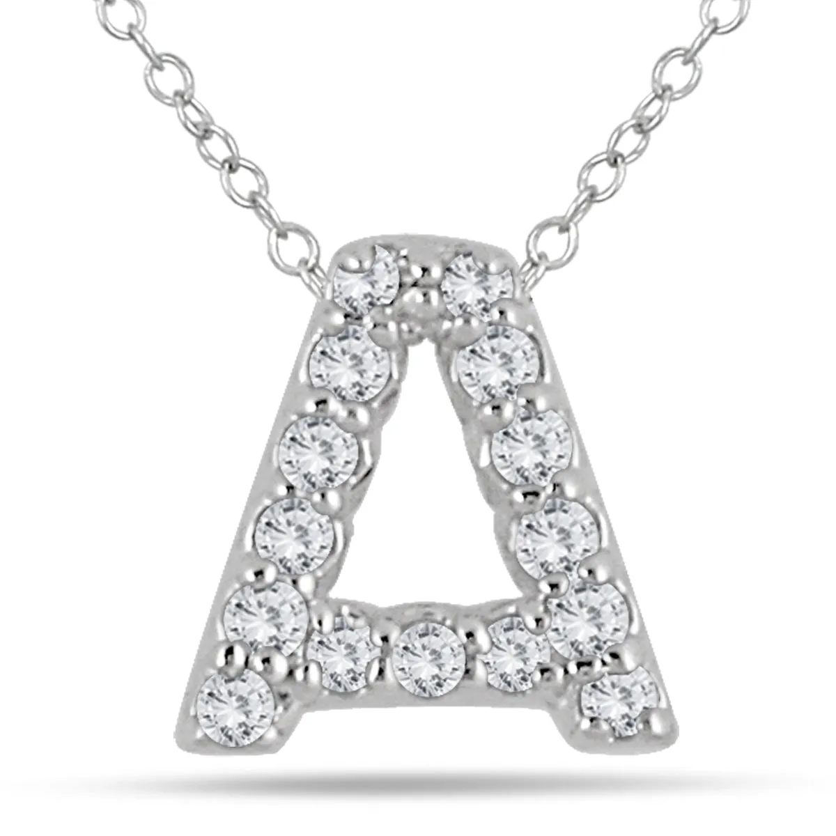 1/10 Carat Tw A Initial Diamond Pendant In 10K White Gold