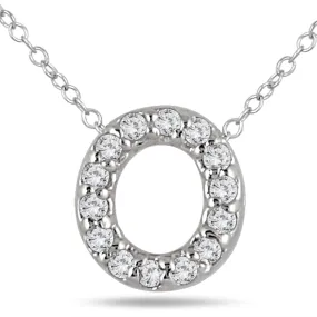 1/10 Carat Tw O Initial Diamond Pendant In 10K White Gold