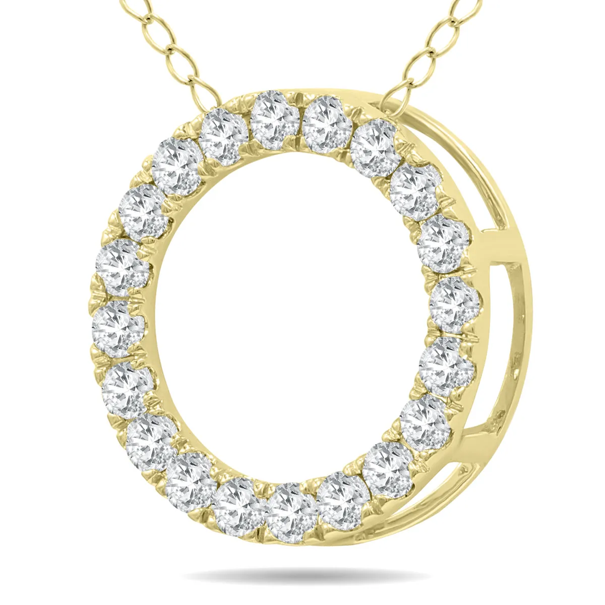 1/2 Carat Tw Diamond Circle Pendant In 10K Yellow Gold