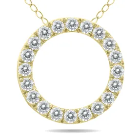 1/2 Carat Tw Diamond Circle Pendant In 10K Yellow Gold