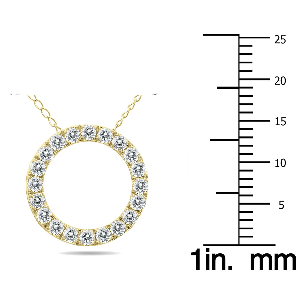 1/2 Carat Tw Diamond Circle Pendant In 10K Yellow Gold