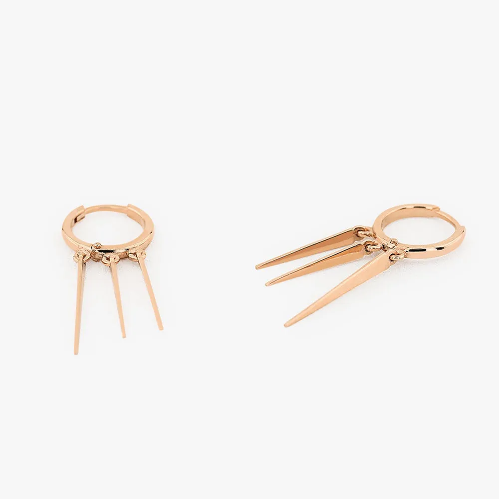 14K Gold Drop Trendy Spike Earrings