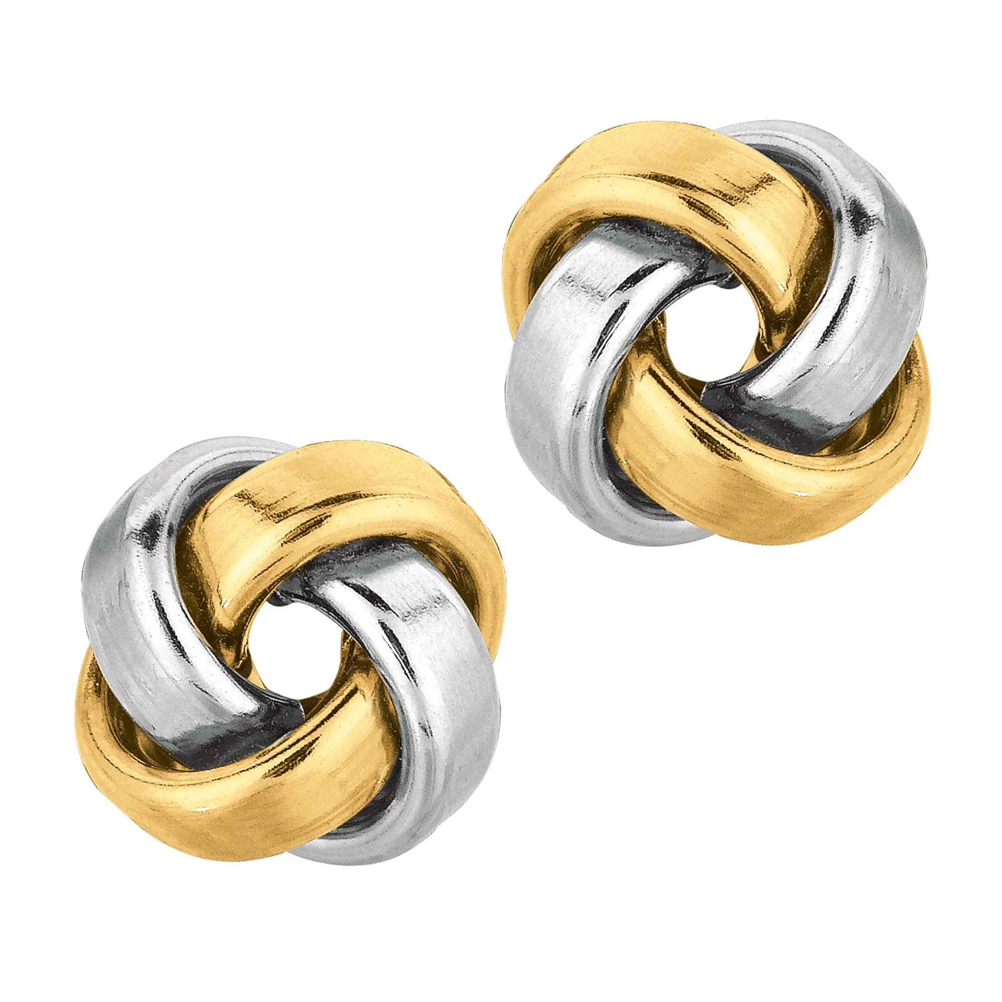 14k Gold Shiny Square Tube Love Knot Stud Earrings, 10mm