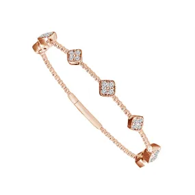 14K Rose Gold 7 Station Diamond Flex Bangle