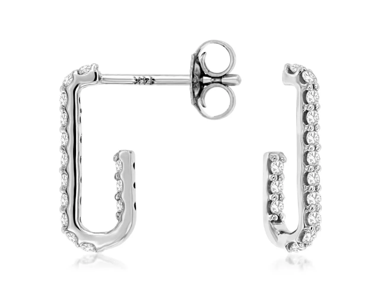 14K White Gold Diamond Huggie Earrings