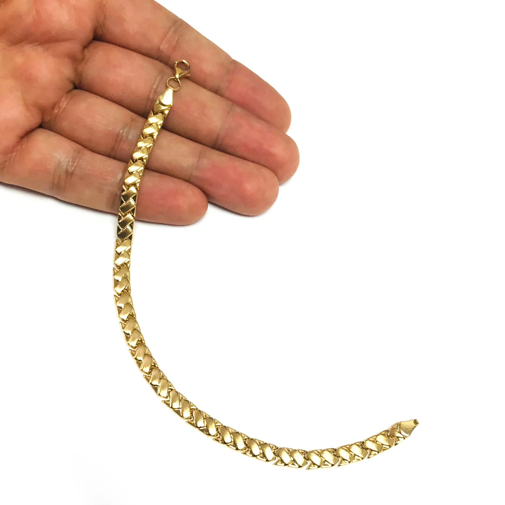 14k Yellow Gold Weaved Link Fancy Bracelet, 7.25