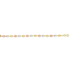 14k Yellow White And Rose Gold Mariner Link Bracelet, 7.25