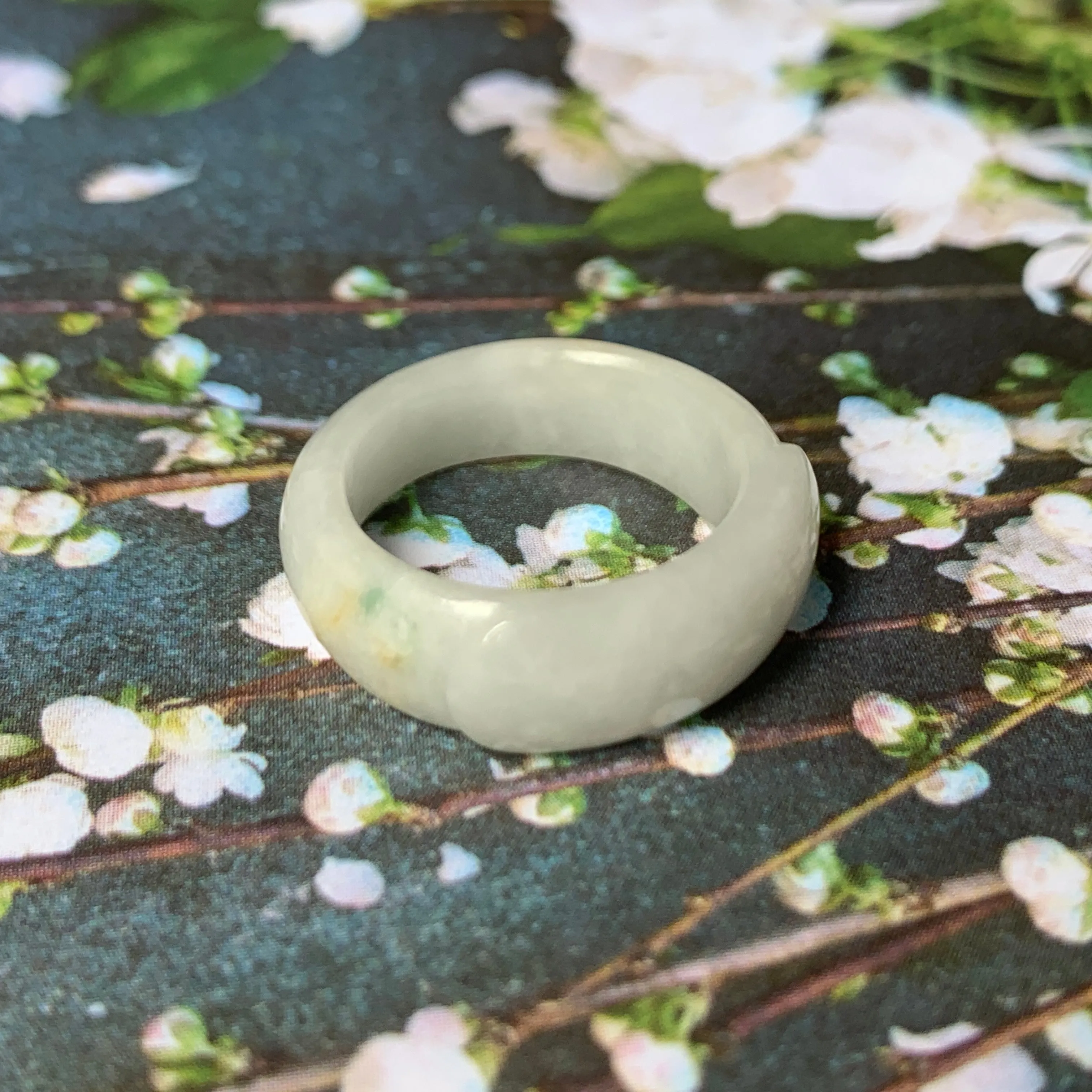 15.2mm A-Grade Natural White Jadeite Ring Band No.162118