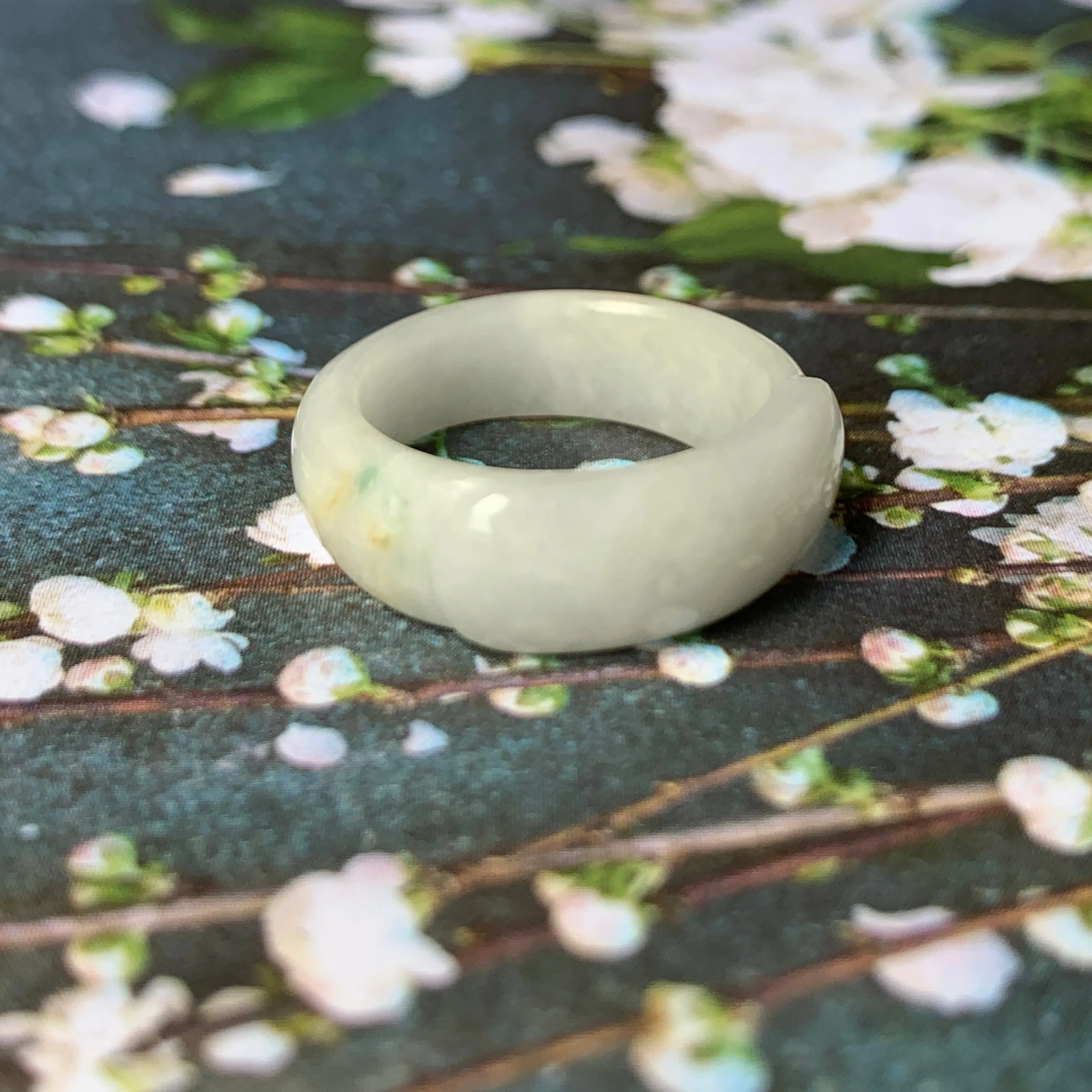 15.2mm A-Grade Natural White Jadeite Ring Band No.162118