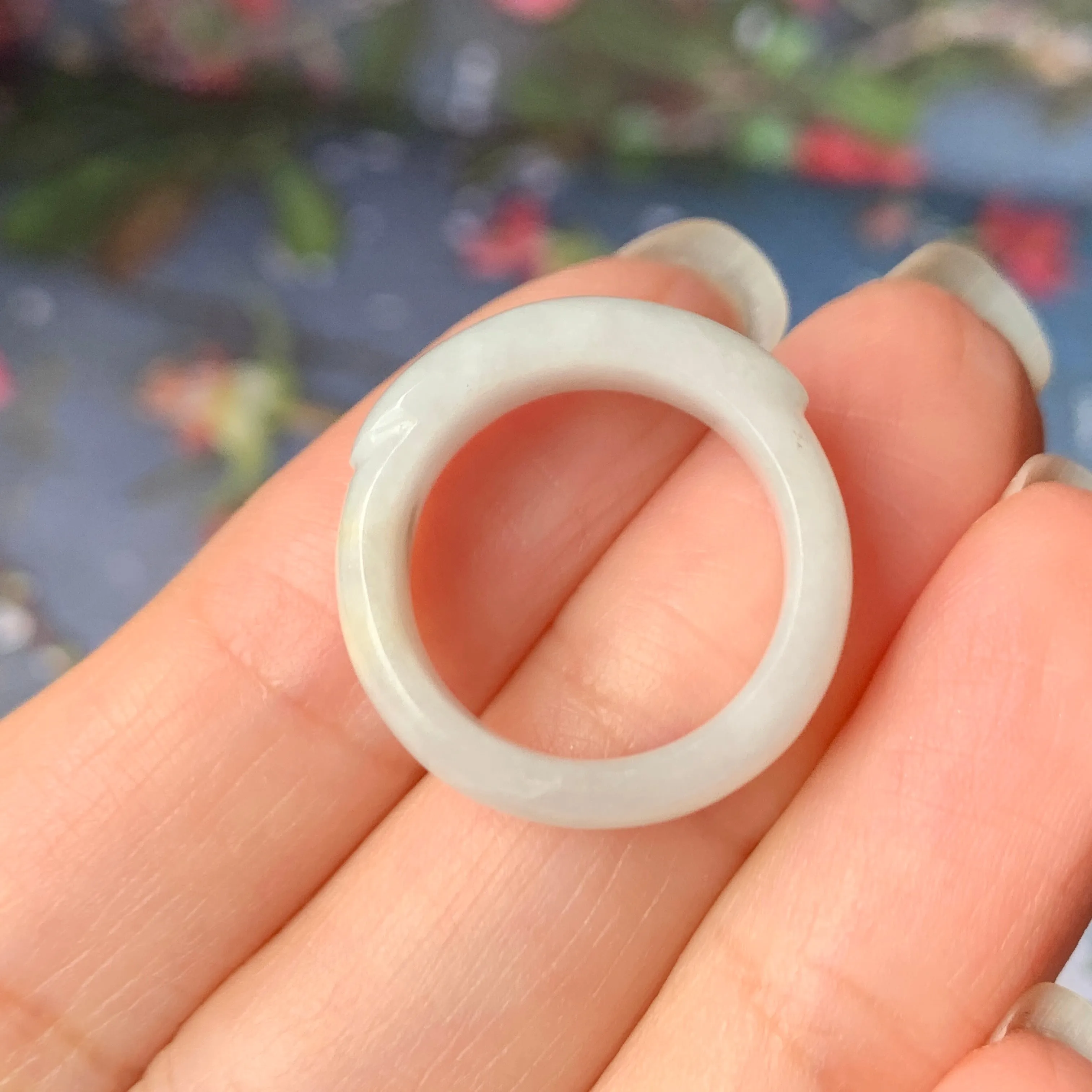 15.2mm A-Grade Natural White Jadeite Ring Band No.162118