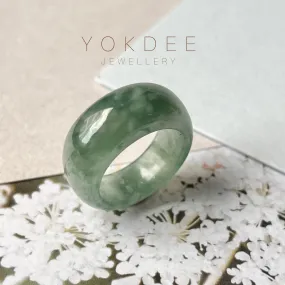 15mm A-Grade Natural Teal Jadeite Cloop Ring Band No.162366