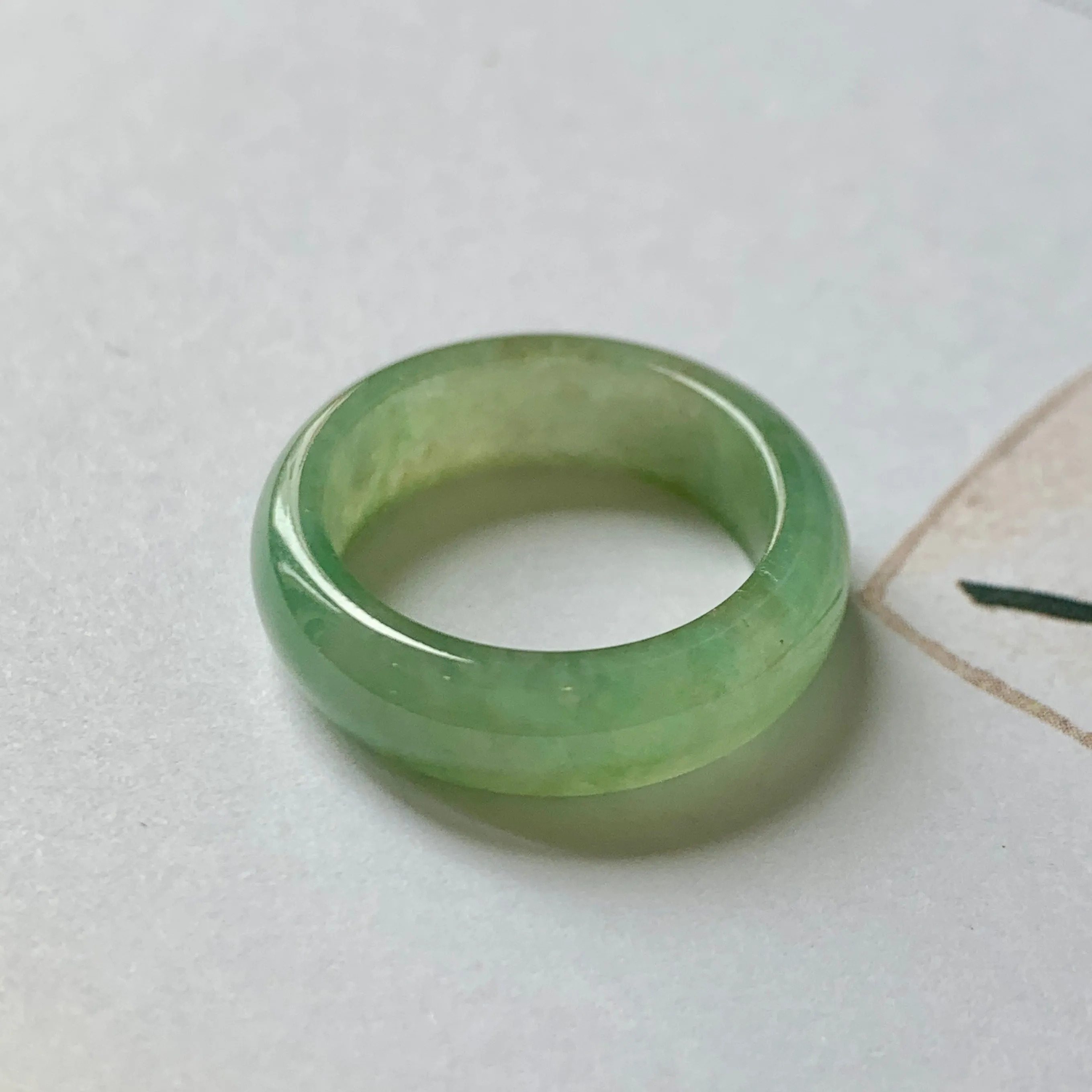 16.1mm A-Grade Natural Green Jadeite Abacus Ring Band No.162185