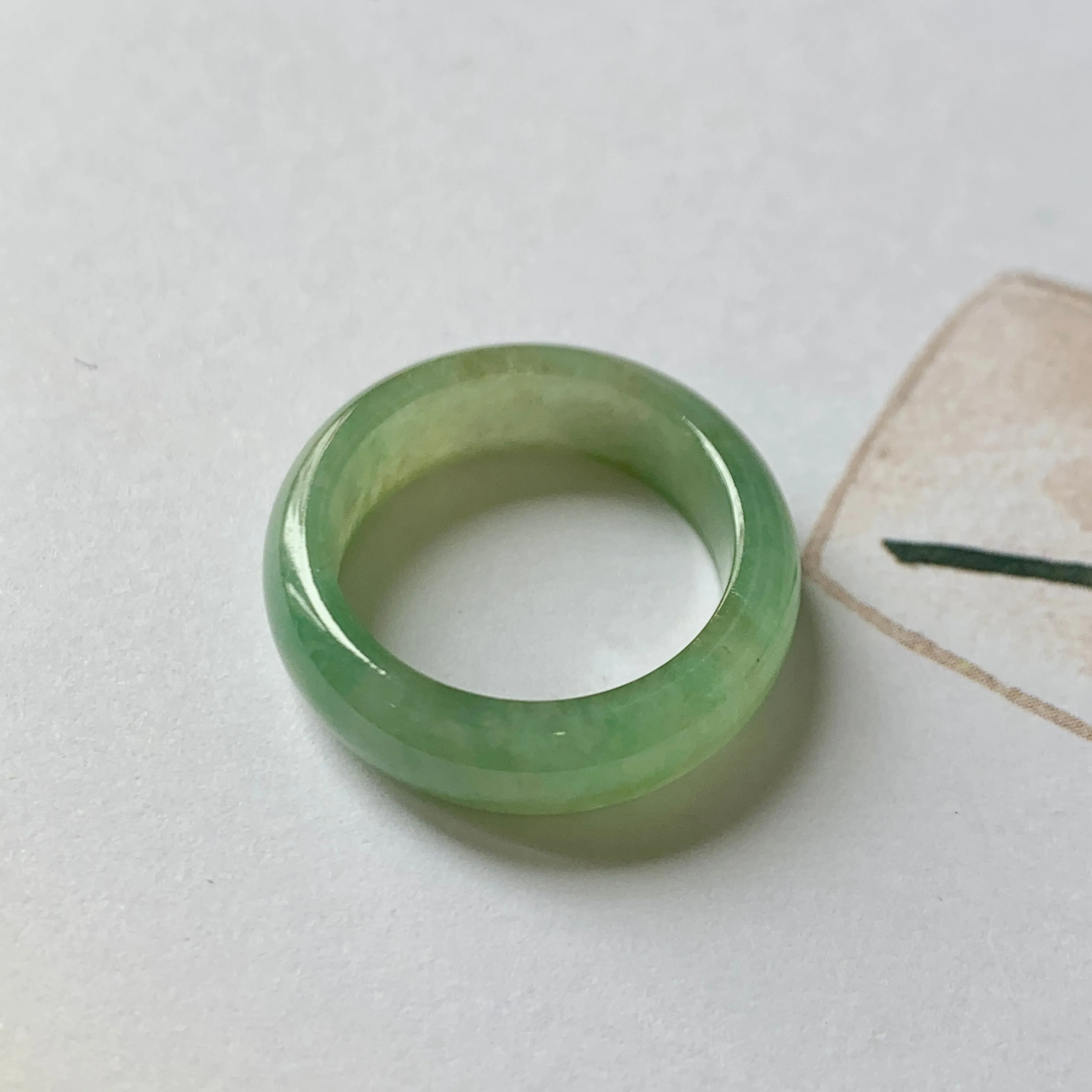 16.1mm A-Grade Natural Green Jadeite Abacus Ring Band No.162185