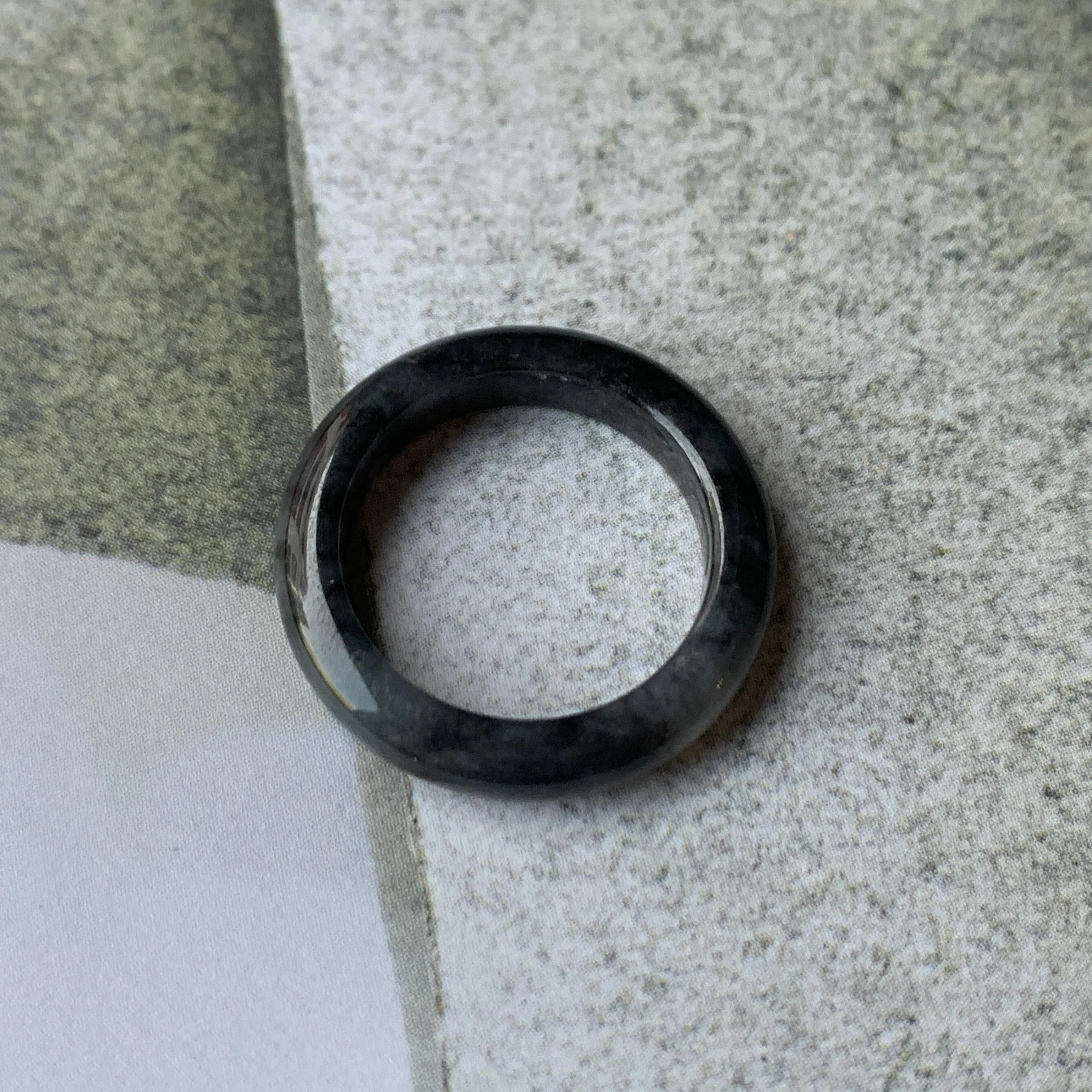 16.3mm A-Grade Natural Black Jadeite Ring Band No. 162152