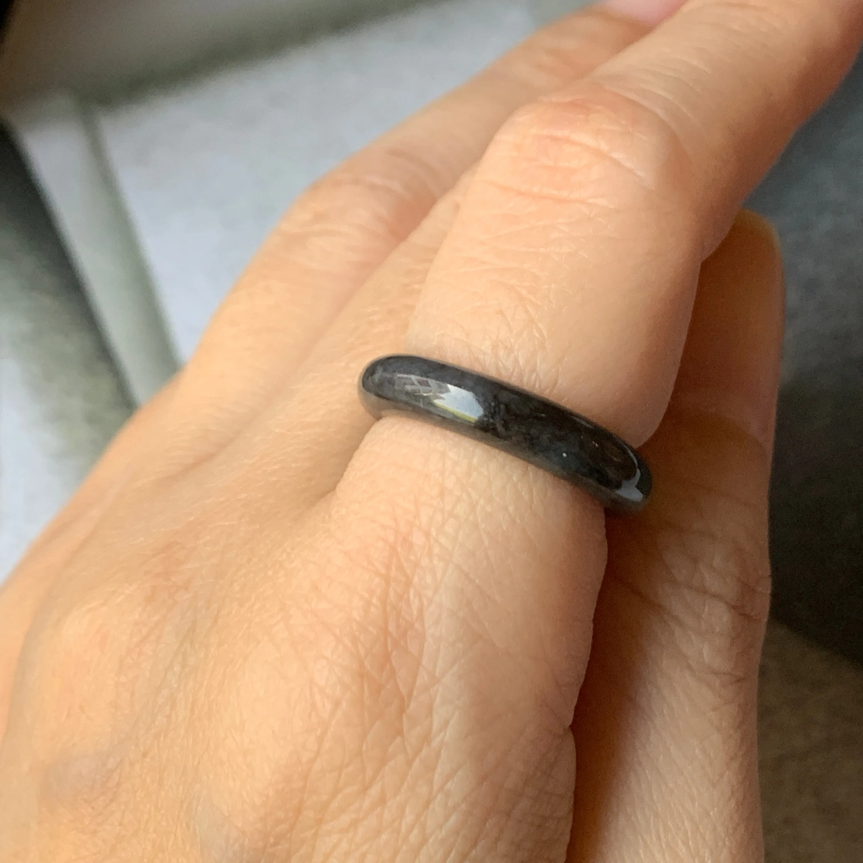 16.3mm A-Grade Natural Black Jadeite Ring Band No. 162152