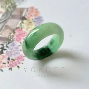 16.3mm A-Grade Natural Imperial Floral Jadeite Abacus Ring Band No.161533