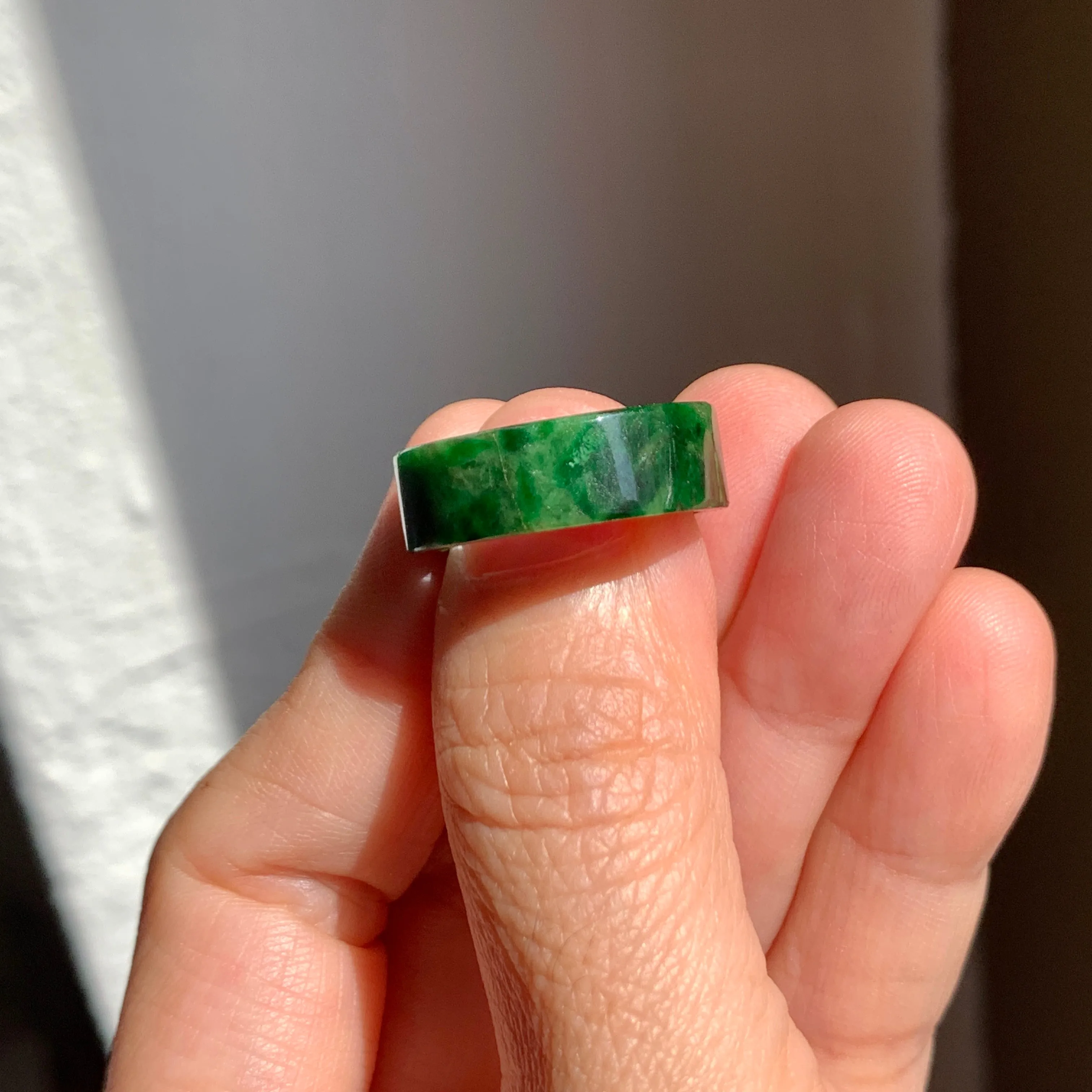 16.6mm A-Grade Natural Imperial Green Jadeite Ring Band No. 162193