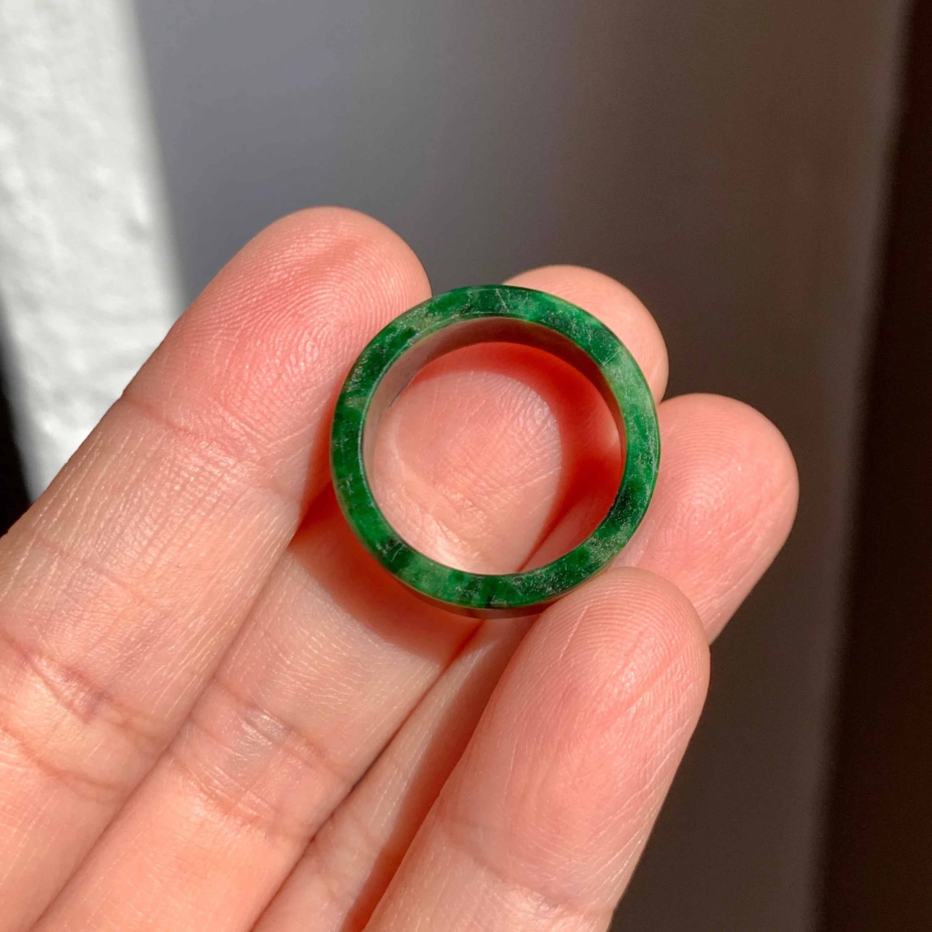 16.6mm A-Grade Natural Imperial Green Jadeite Ring Band No. 162193