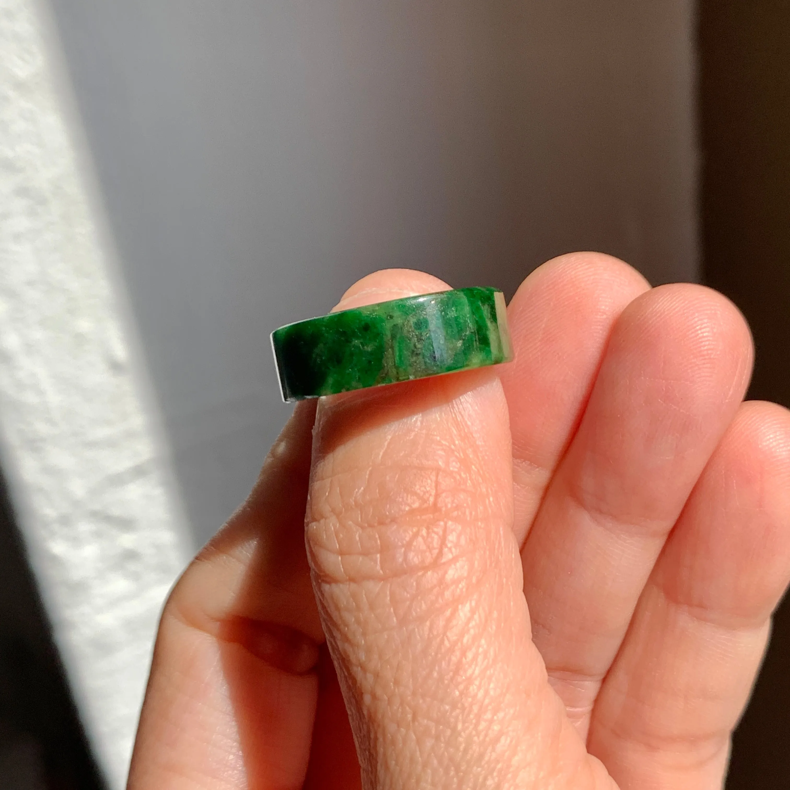 16.6mm A-Grade Natural Imperial Green Jadeite Ring Band No. 162193