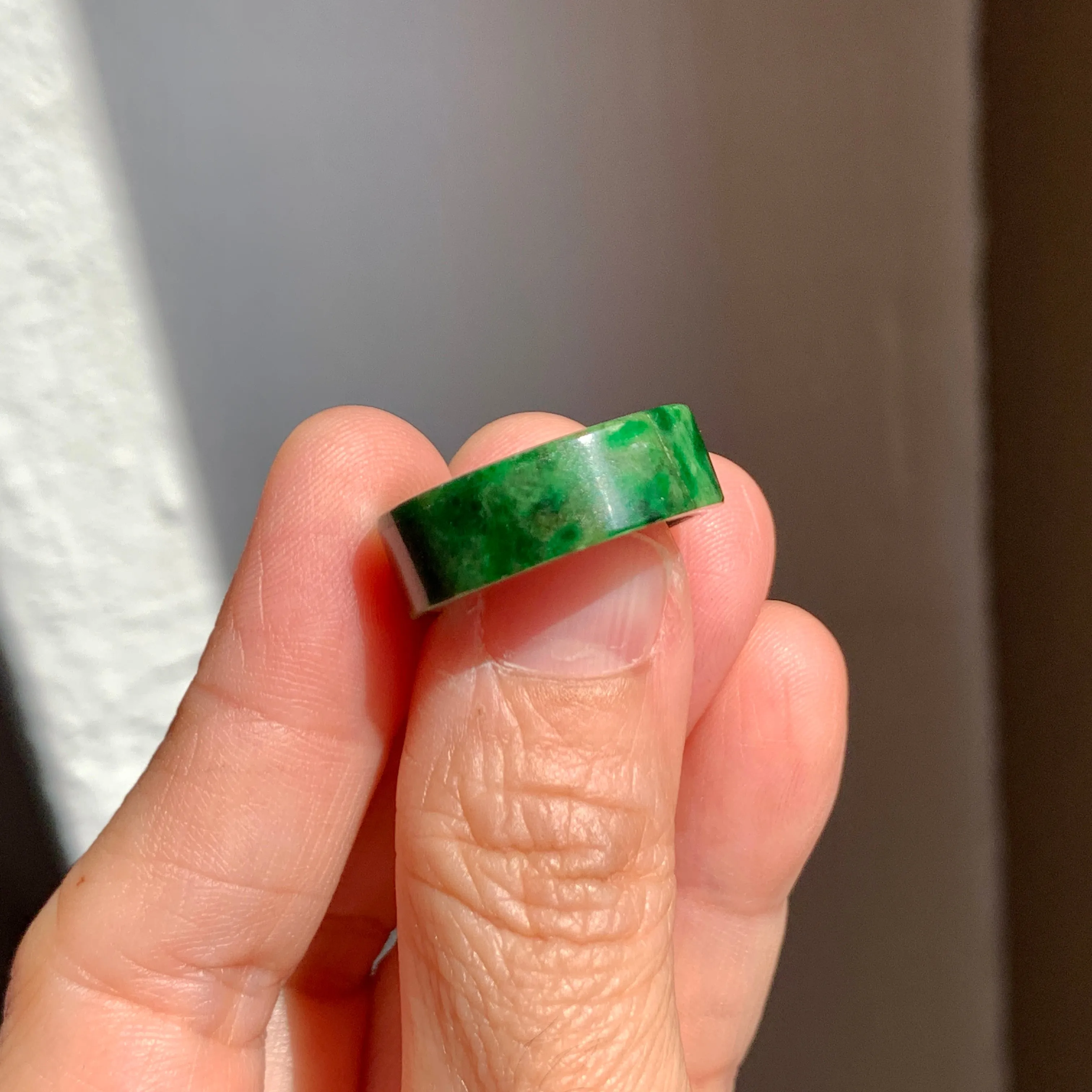 16.6mm A-Grade Natural Imperial Green Jadeite Ring Band No. 162193