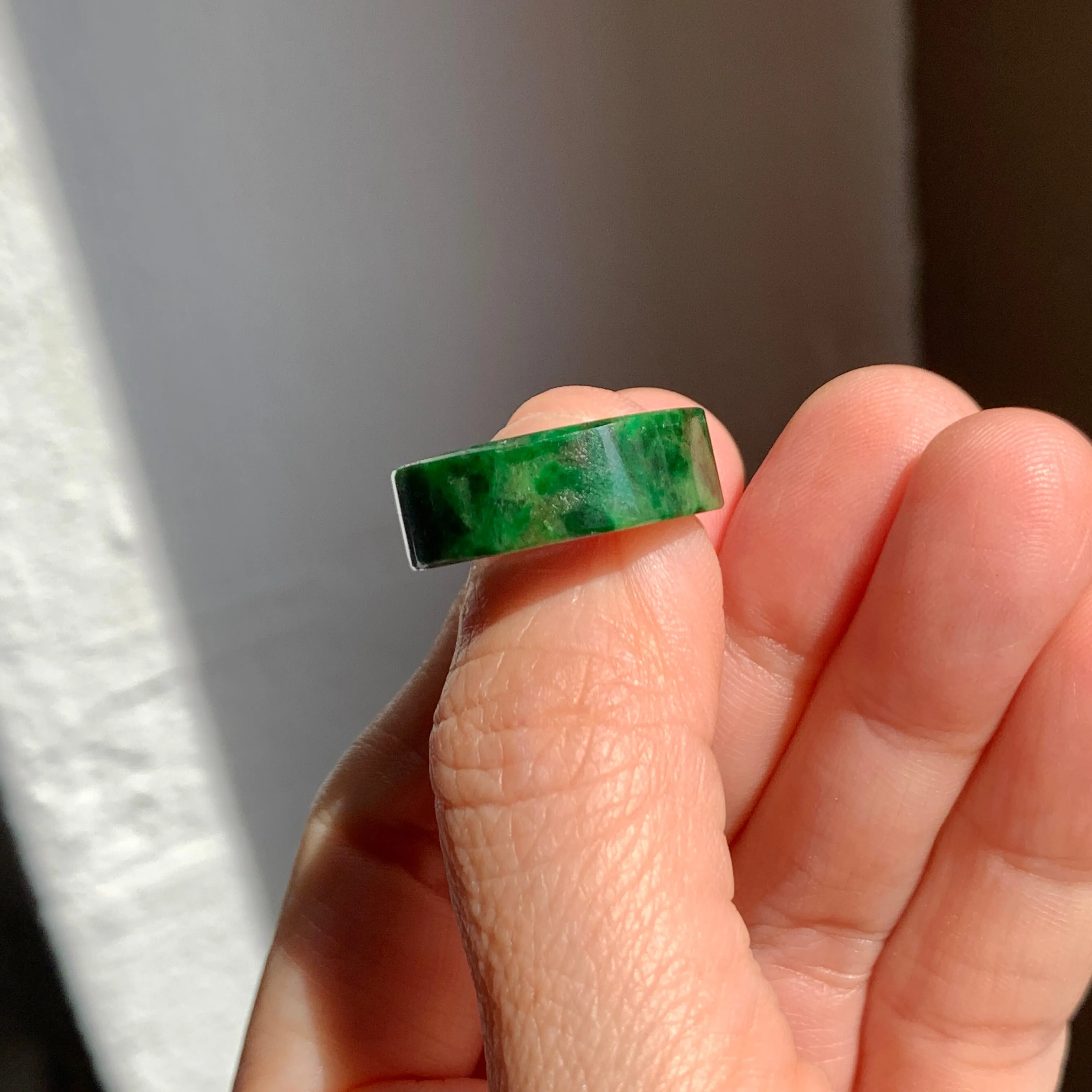 16.6mm A-Grade Natural Imperial Green Jadeite Ring Band No. 162193