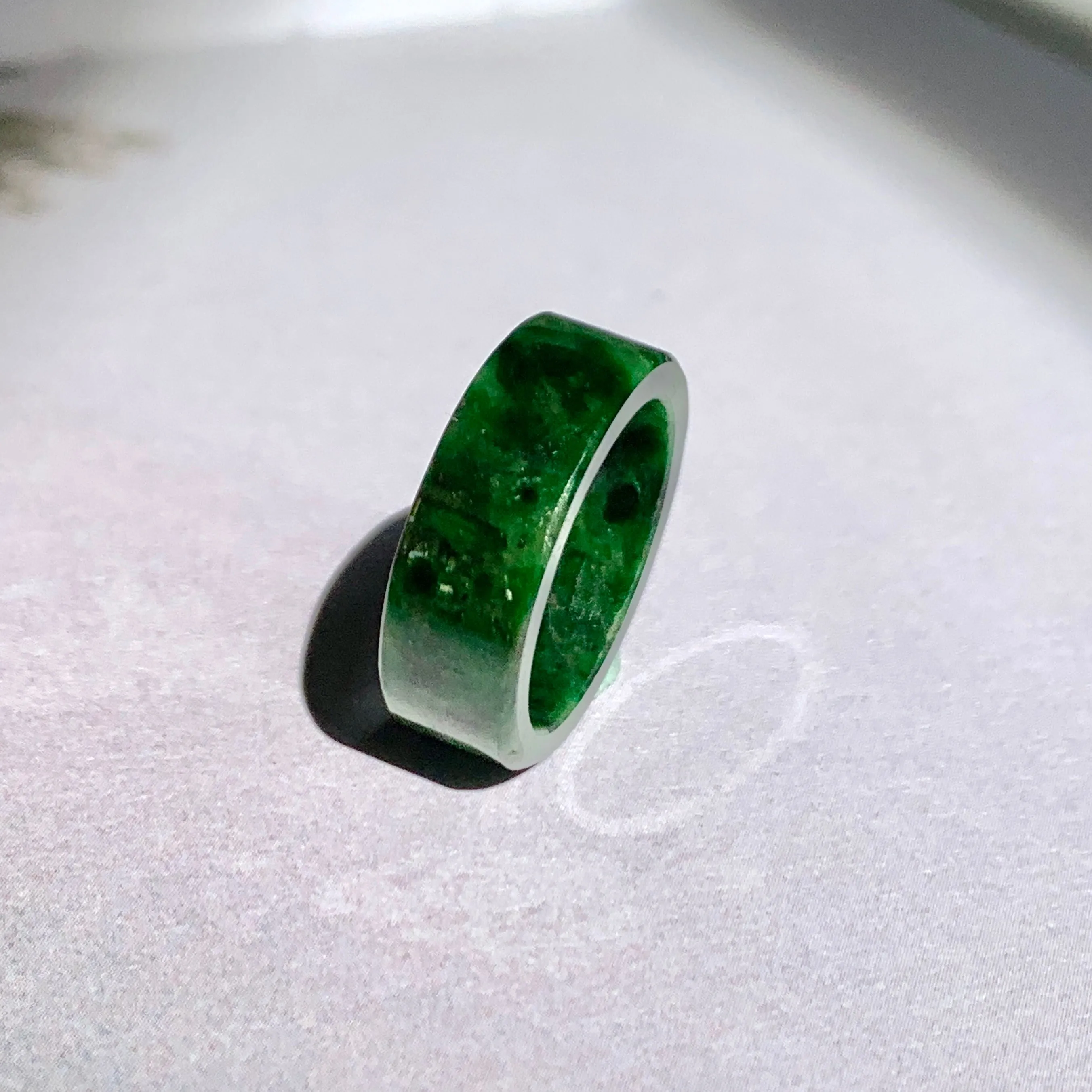 16.6mm A-Grade Natural Imperial Green Jadeite Ring Band No. 162193