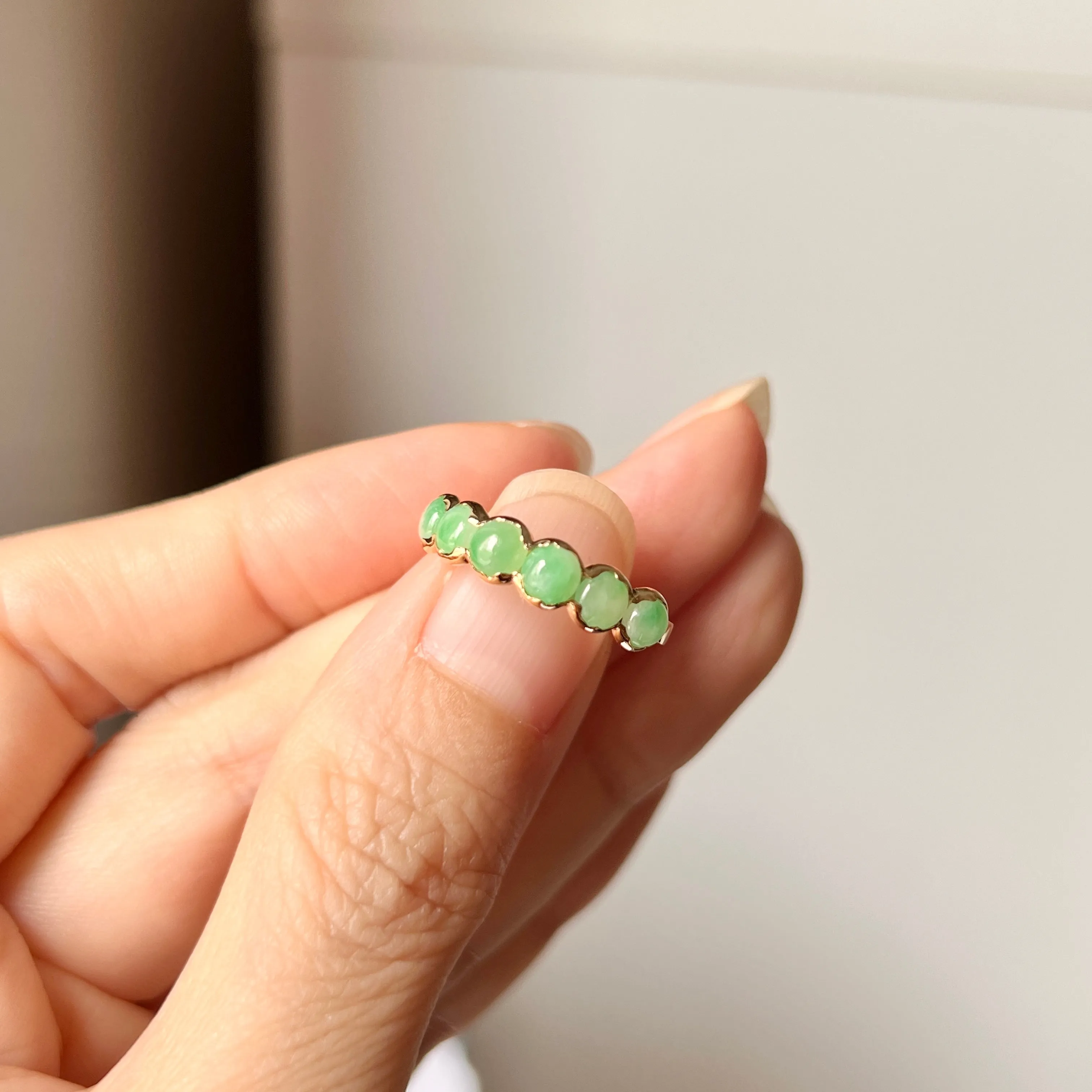 16.6mm Icy A-Grade Natural Moss on Snow Jadeite Colour Galore Ring No.162407