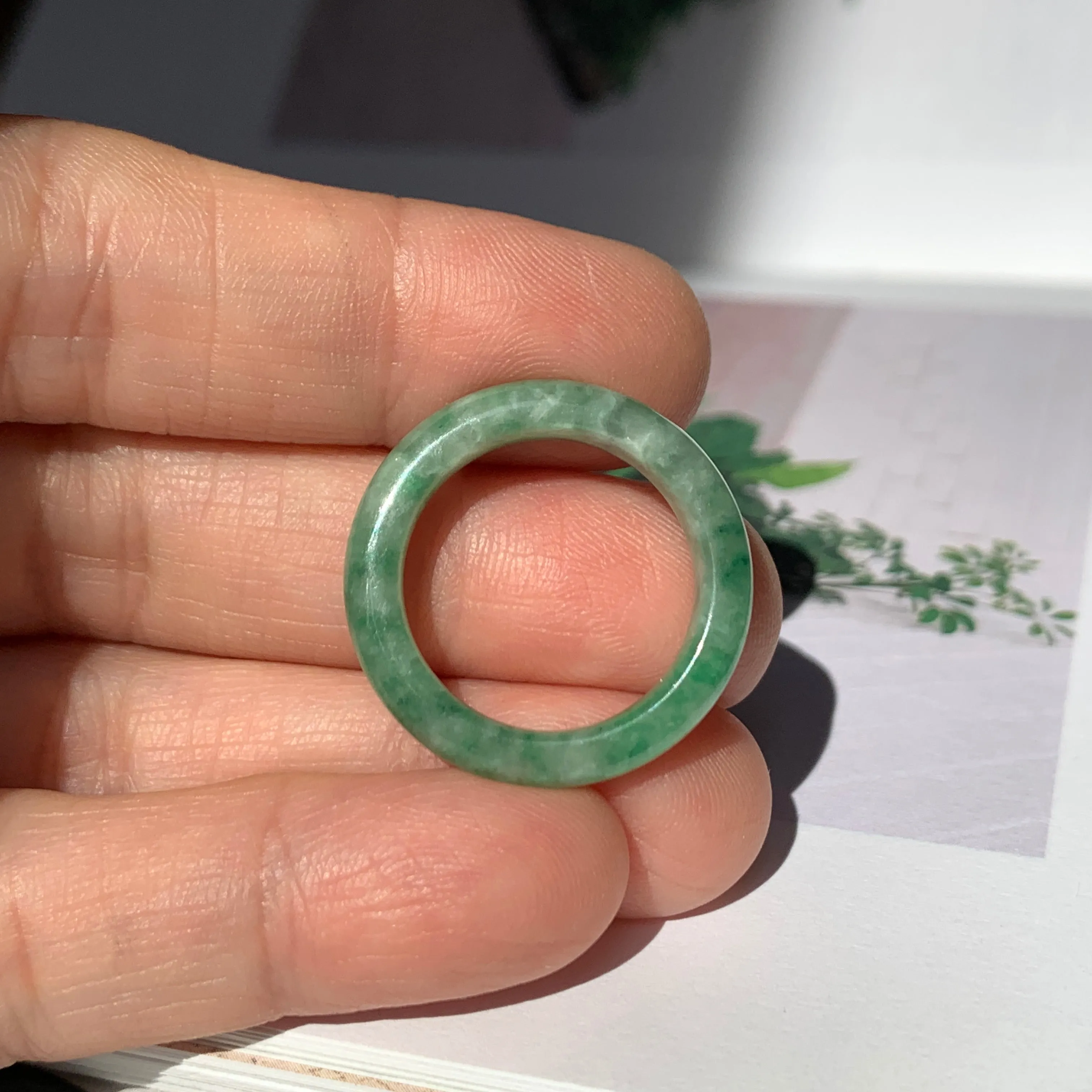 17.1mm A-Grade Natural Floral Imperial Jadeite Ring Band No. 162178