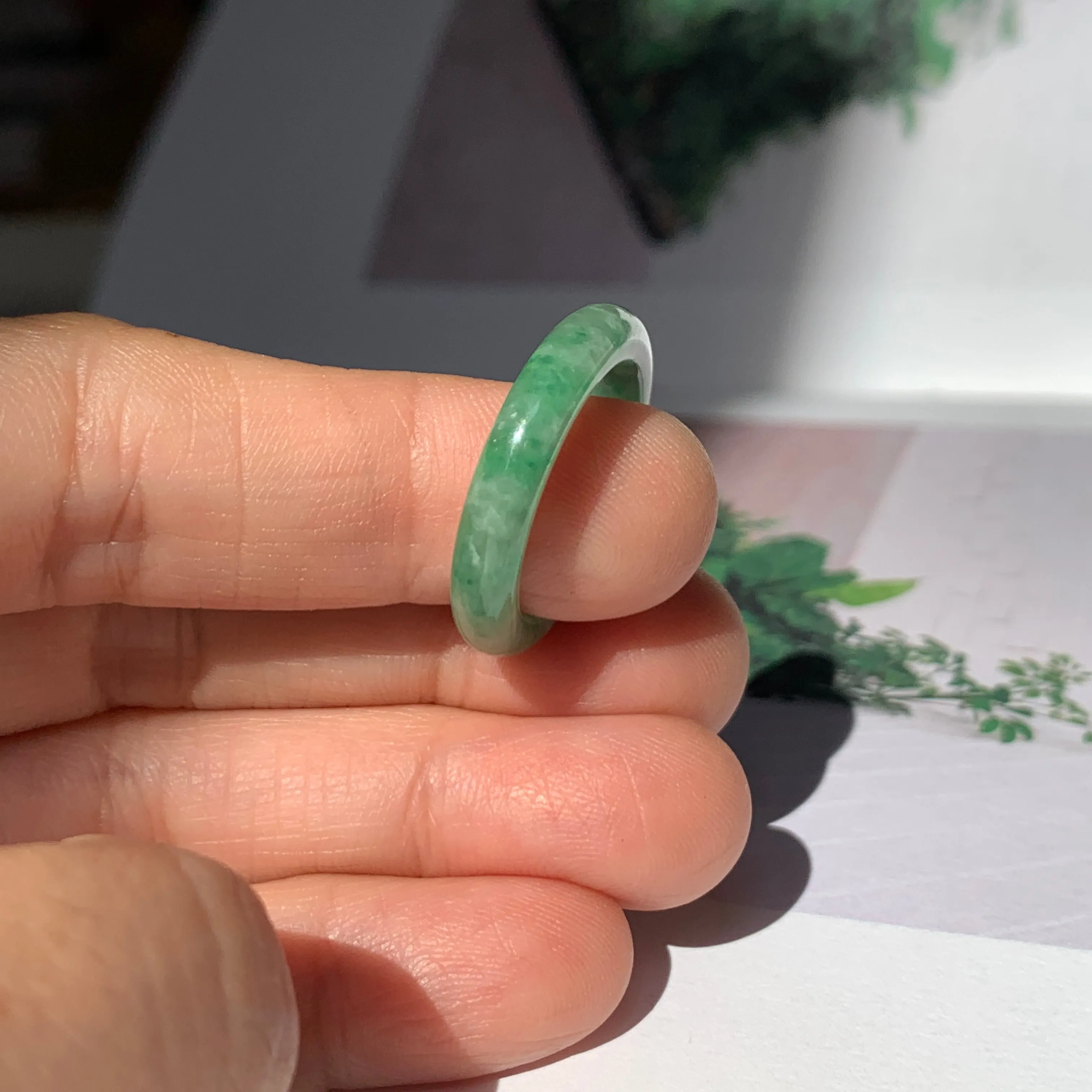 17.1mm A-Grade Natural Floral Imperial Jadeite Ring Band No. 162178