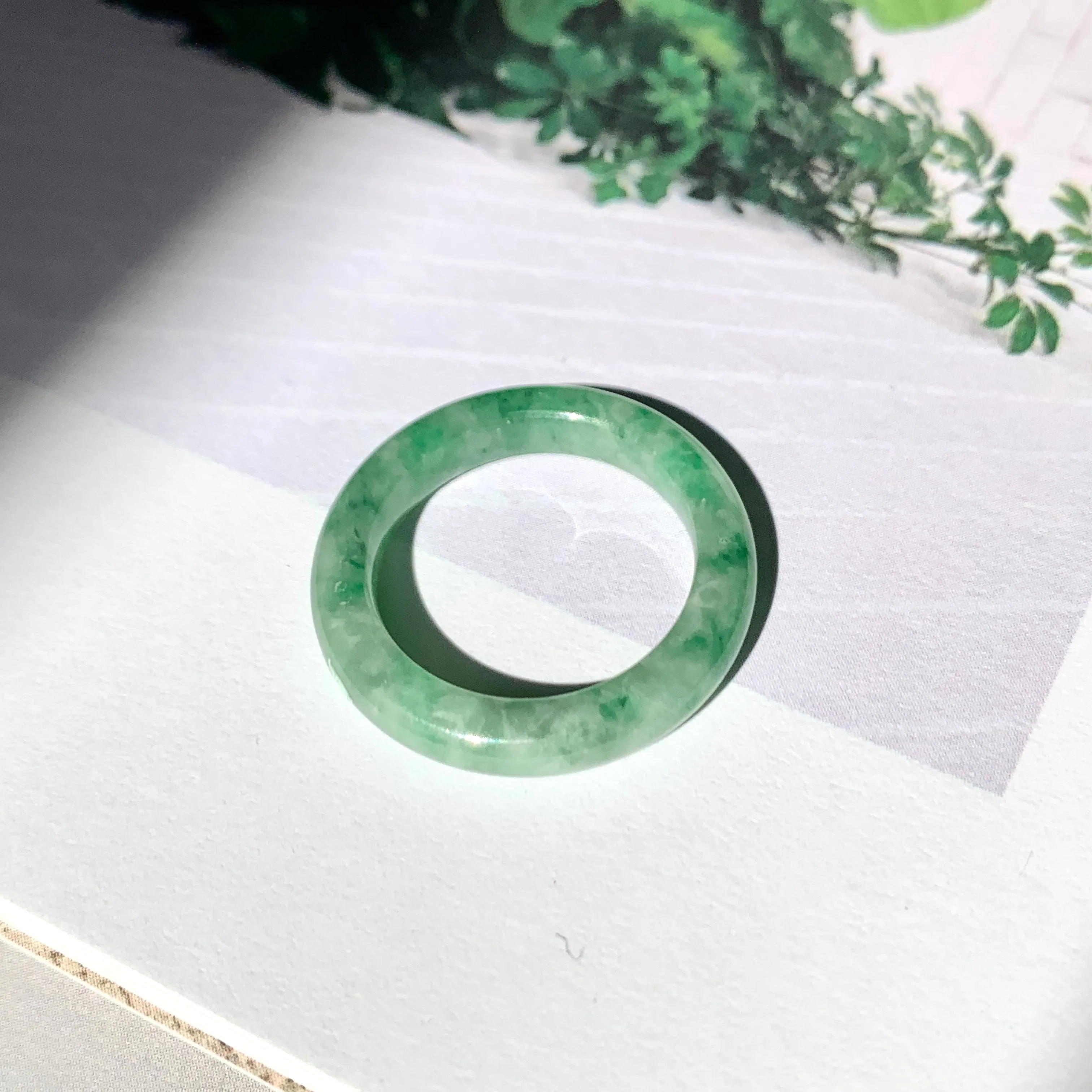 17.1mm A-Grade Natural Floral Imperial Jadeite Ring Band No. 162178