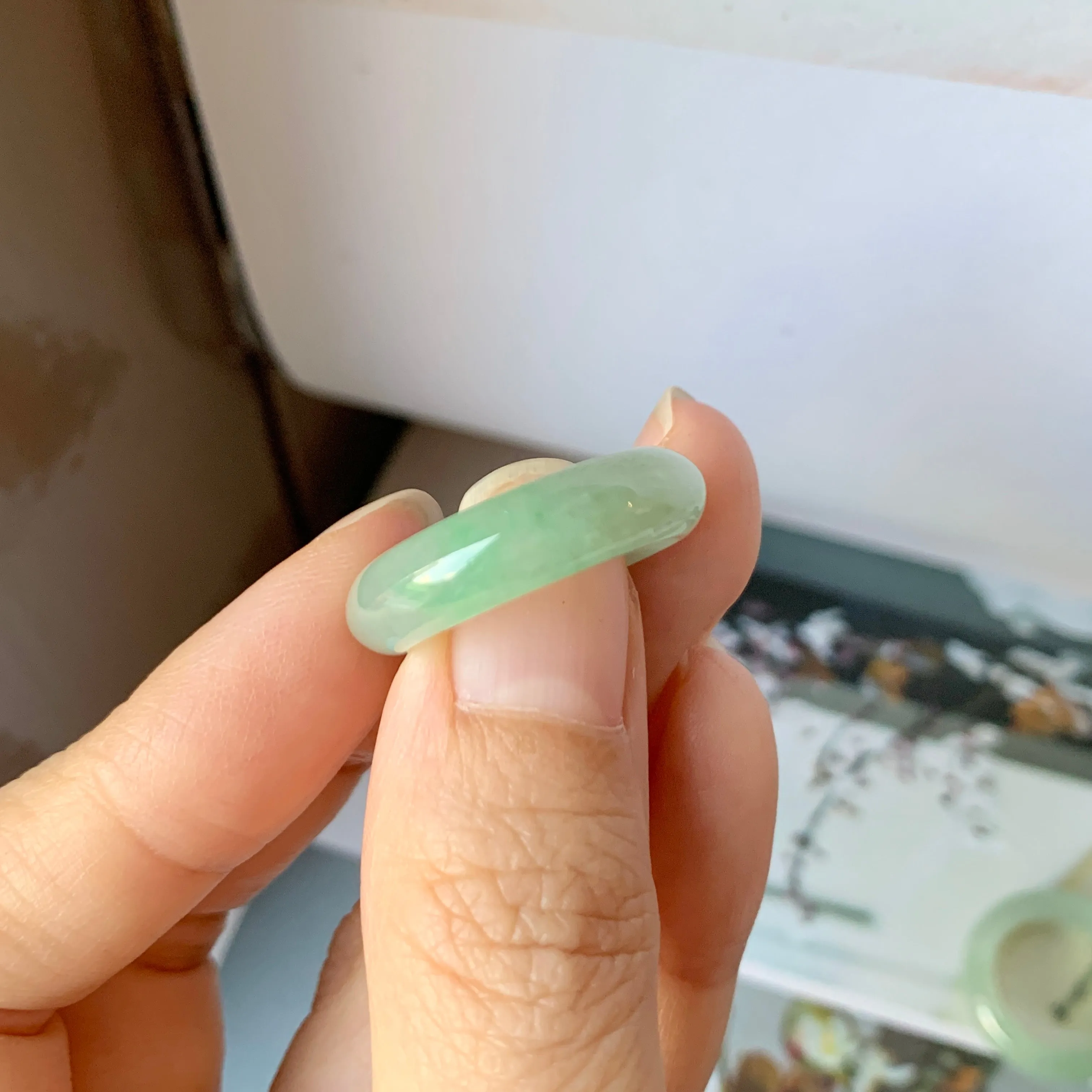 17mm A-Grade Natural Green Jadeite Ring Band No.162217