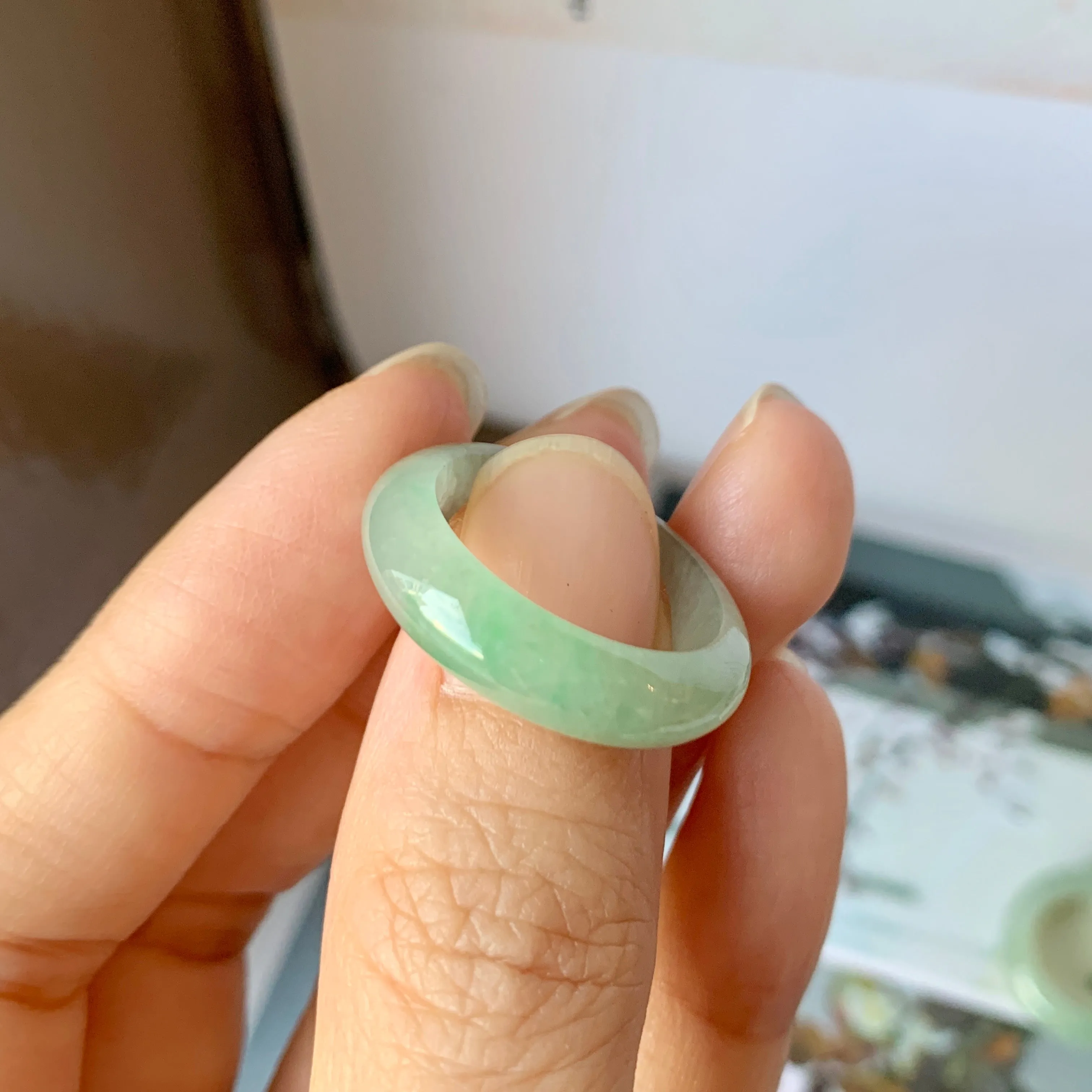 17mm A-Grade Natural Green Jadeite Ring Band No.162217