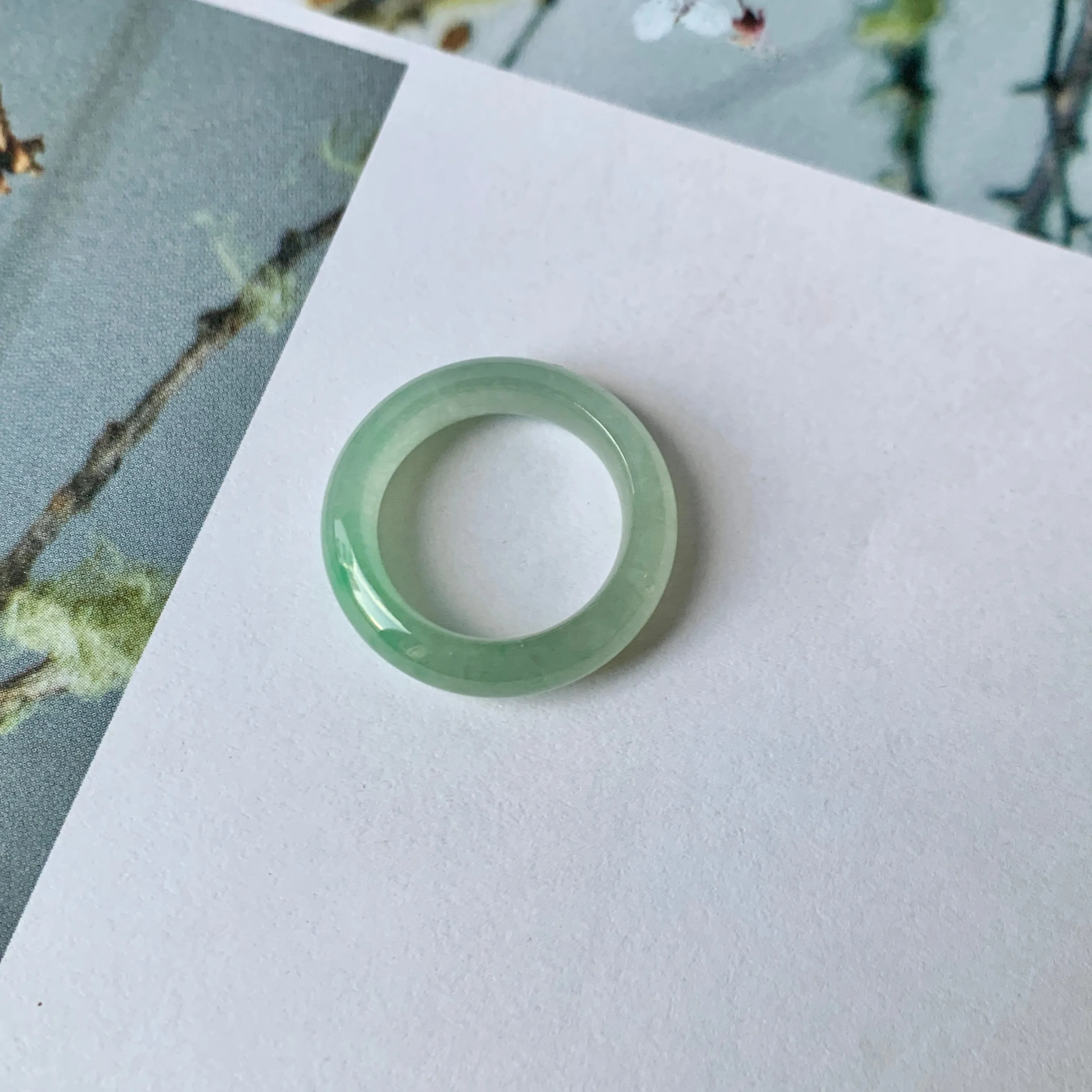 17mm A-Grade Natural Green Jadeite Ring Band No.162217