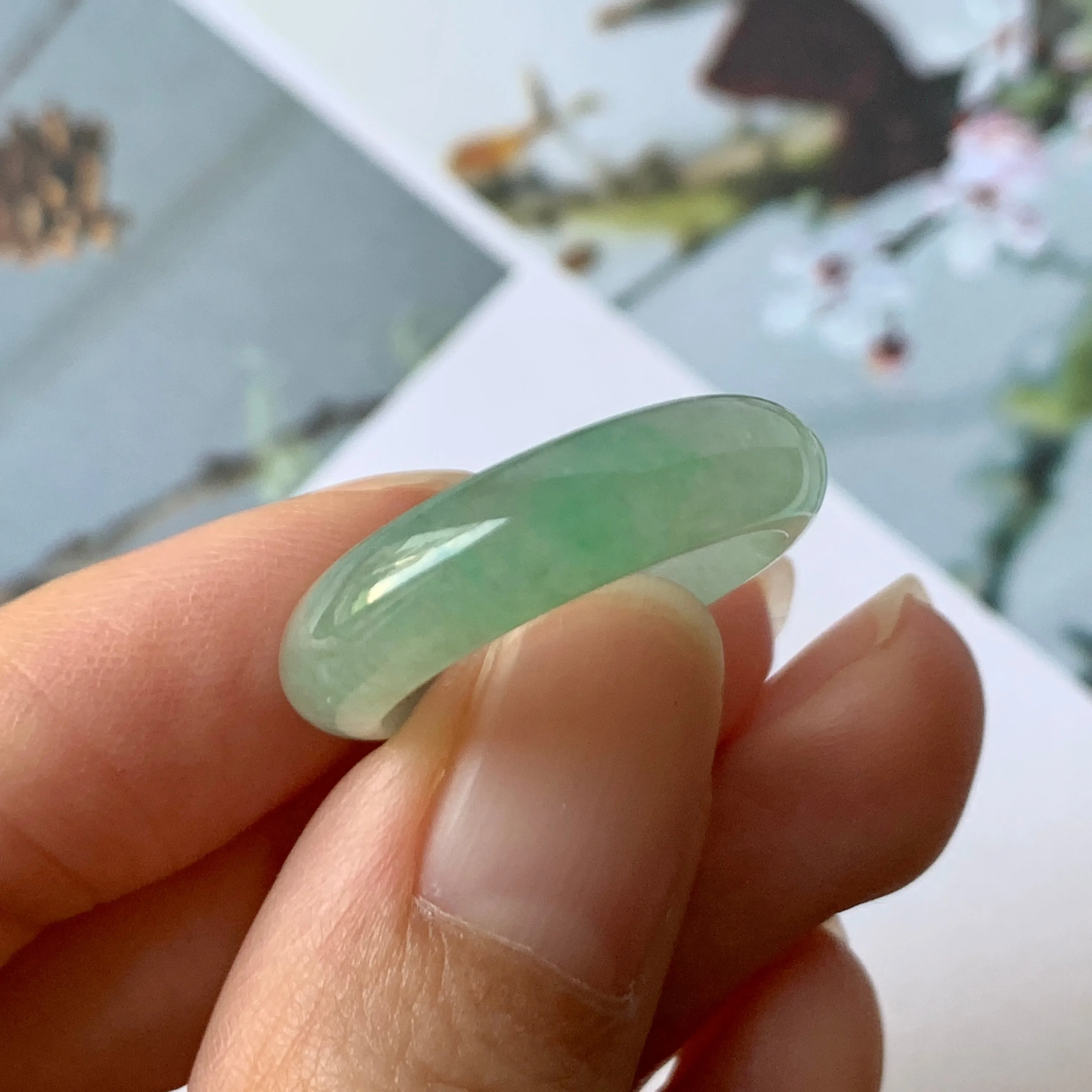 17mm A-Grade Natural Green Jadeite Ring Band No.162217