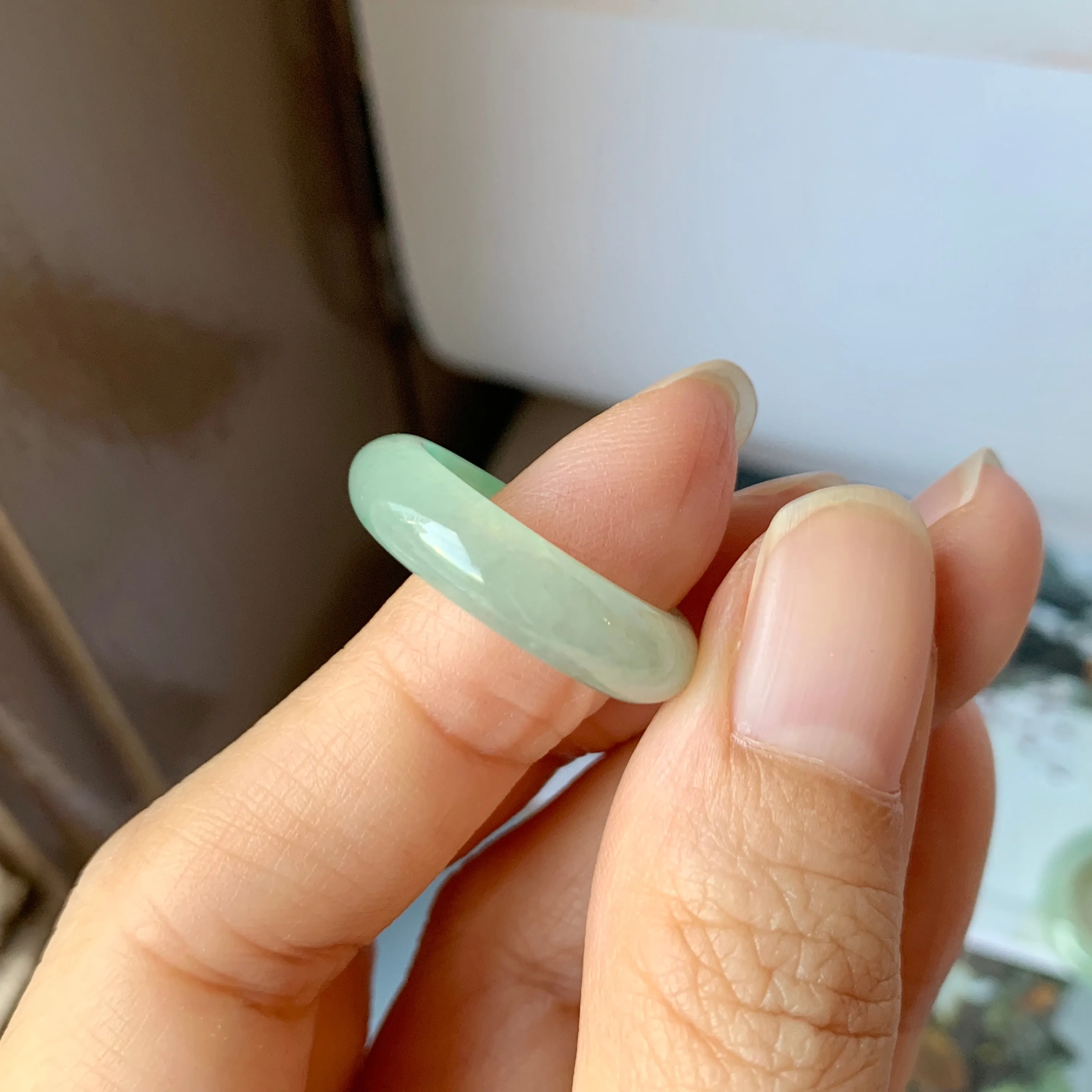 17mm A-Grade Natural Green Jadeite Ring Band No.162217