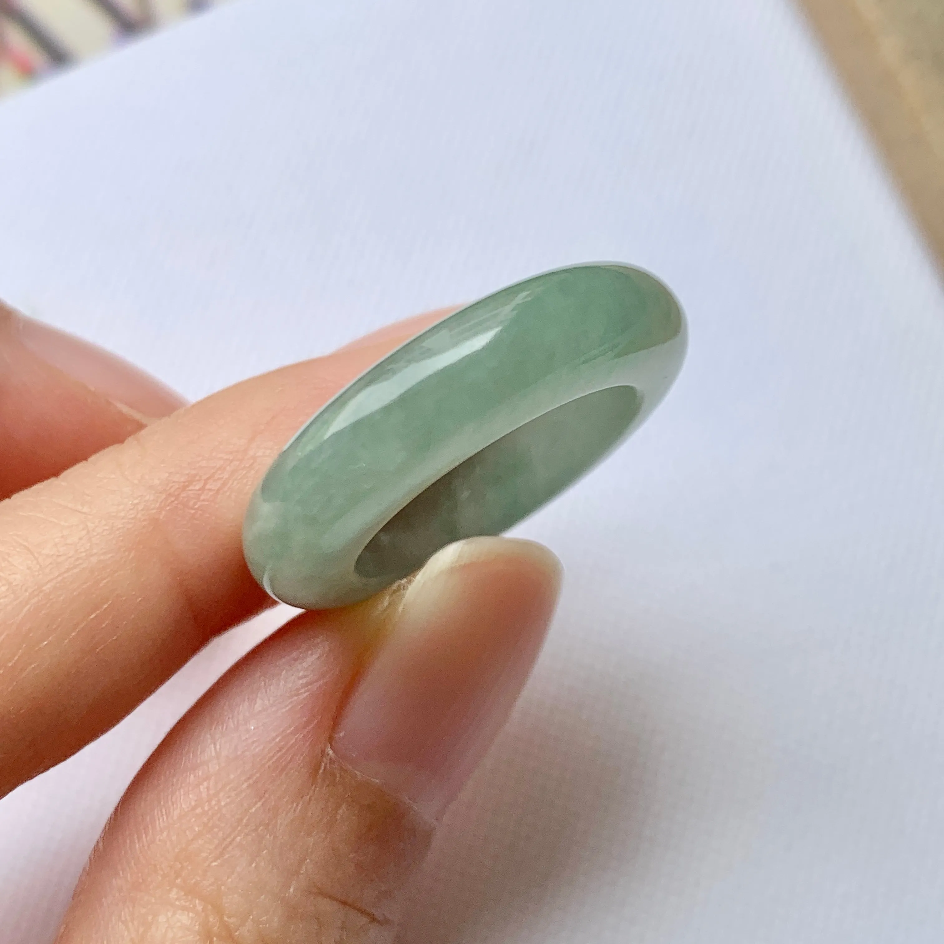 17mm A-Grade Natural Green Jadeite Ring Band No.162244