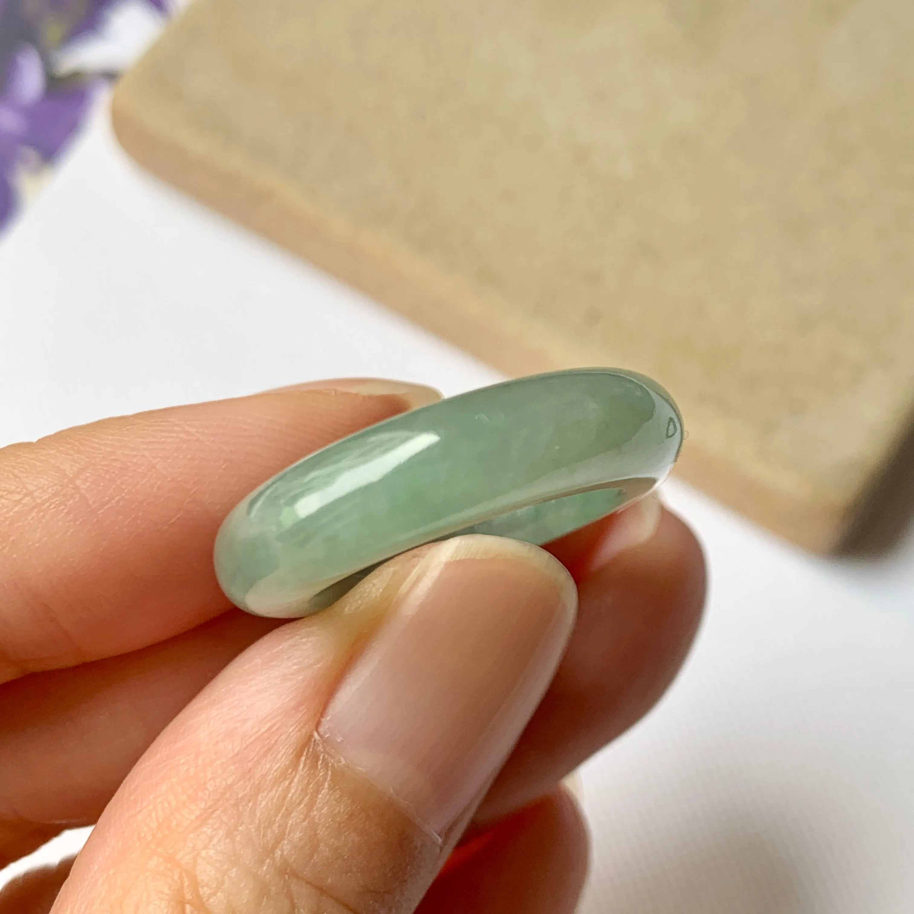 17mm A-Grade Natural Green Jadeite Ring Band No.162244